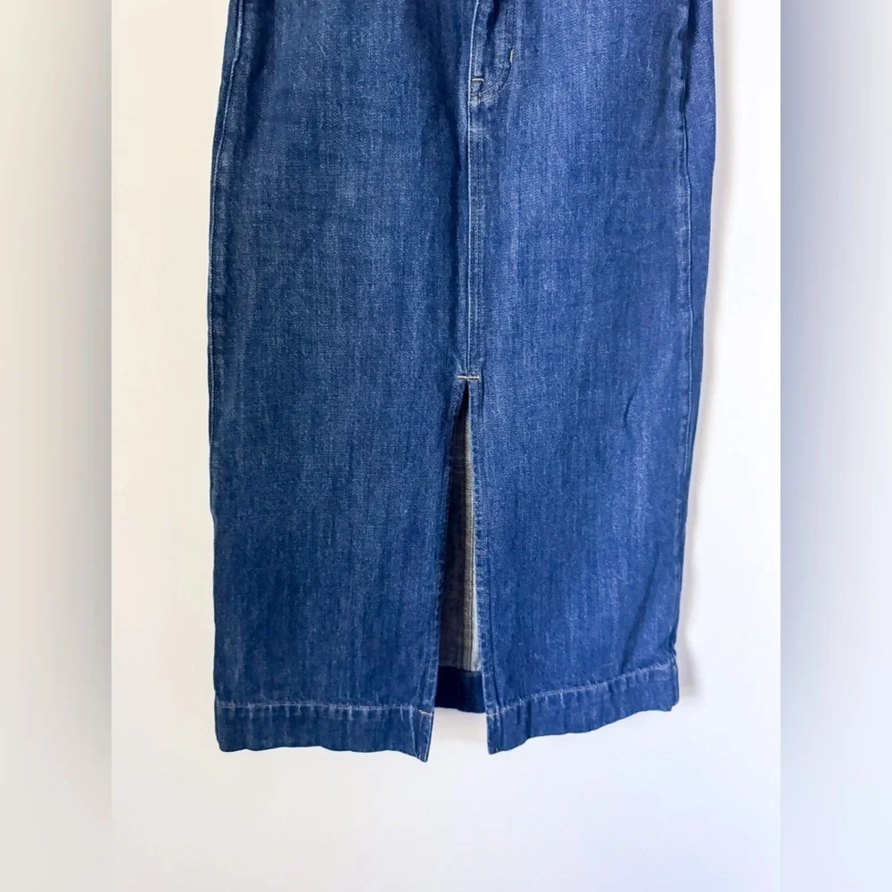 J Crew Denim Midi Skirt in Rinse Wash